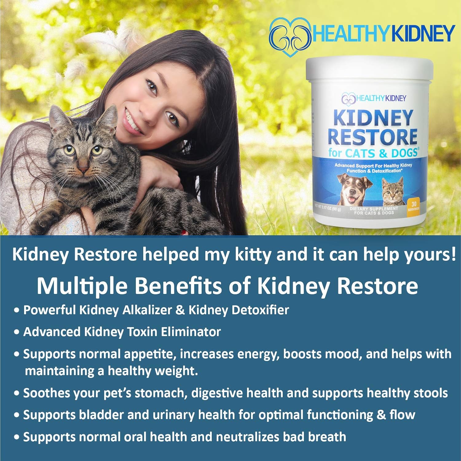 Unflavored Kidney Restore Supplement for Cats and Dogs - Supports Normal Kidney Function and Health in Pets