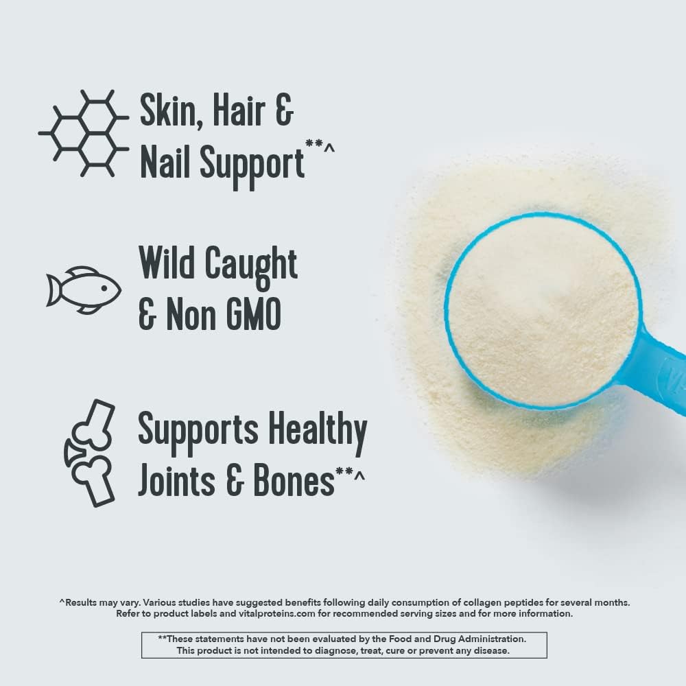 Unflavored & Marine Vital Proteins Collagen Peptides Powder - Essential Supplement for Skin, Hair, Nails, and Joints