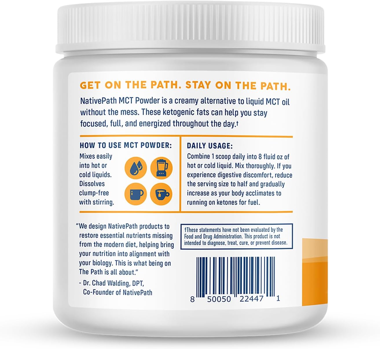 Unflavored MCT Oil Powder Supplement with Keto-Friendly C8 MCTs - Dairy, Gluten, and GMO-Free, 25 Servings