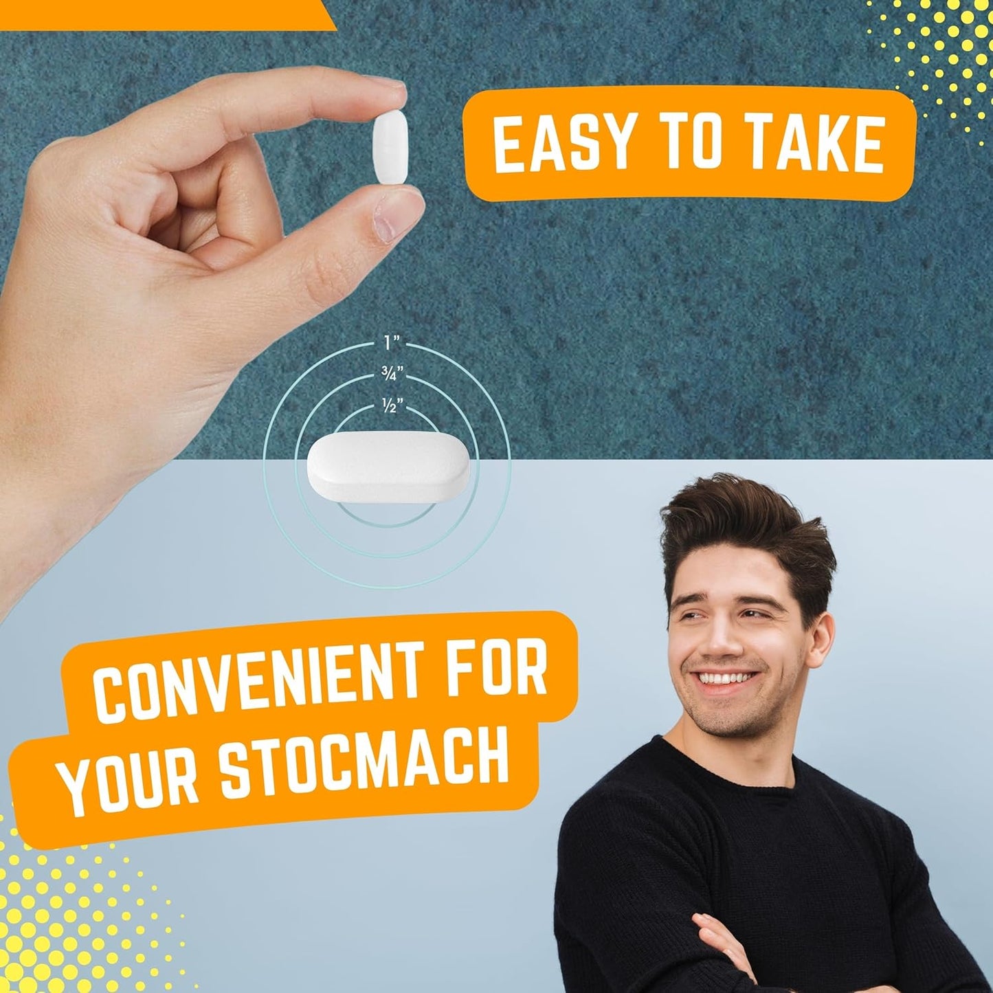 Unflavored Mini Calcium Citrate Tablets with Vitamin D3 for Men and Women - Easy Swallow Calcium Supplement - 30 Days Supply