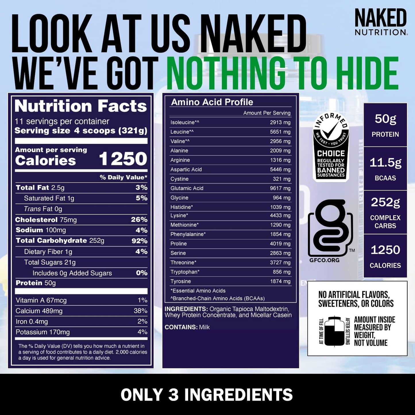 Unflavored Naked Mass and Creatine Bundle for Muscle Growth