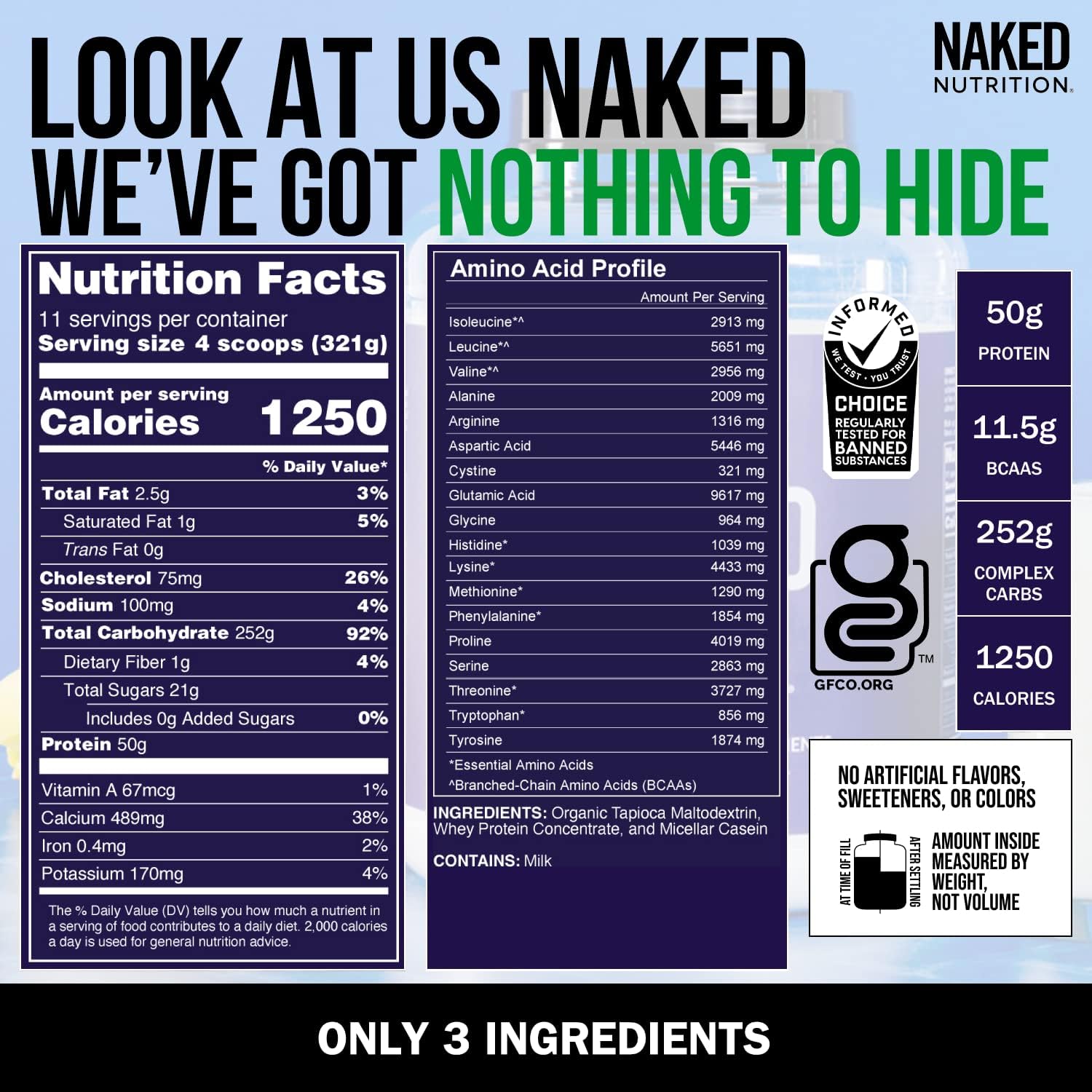 Unflavored Naked Mass and Creatine Bundle for Muscle Growth
