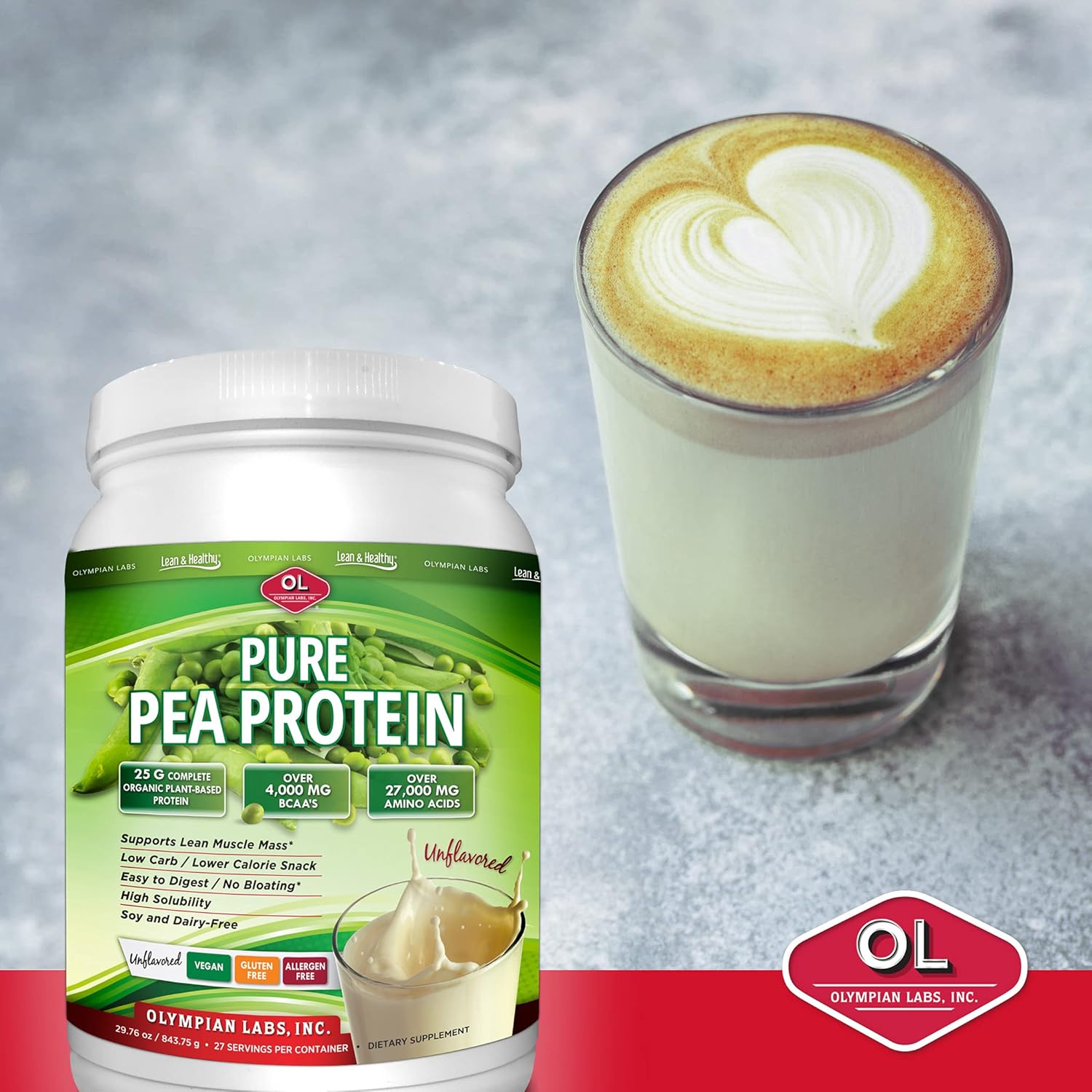 Unflavored Plant Based Pea Protein Powder - 25g Protein, Vegan, Low Carb, Gluten Free, Lactose Free, No Sugar, Soy Free, Kosher, Non-GMO - 2lb