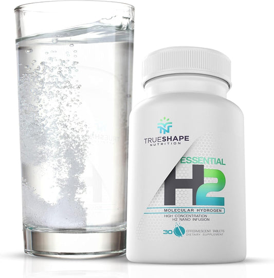Unflavored TrueShape Nutrition Essential H2 Fizzy Molecular Hydrogen Tablets - Water Supplement (30 Servings)