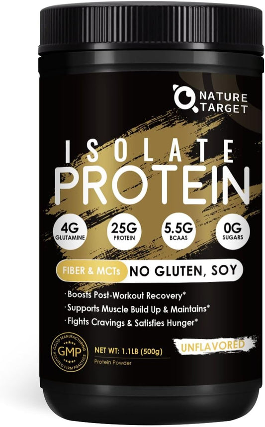 Unflavored Whey Isolate Protein Powder with 25g Protein, Low Carb & Sugar-Free for Men & Women - 500g