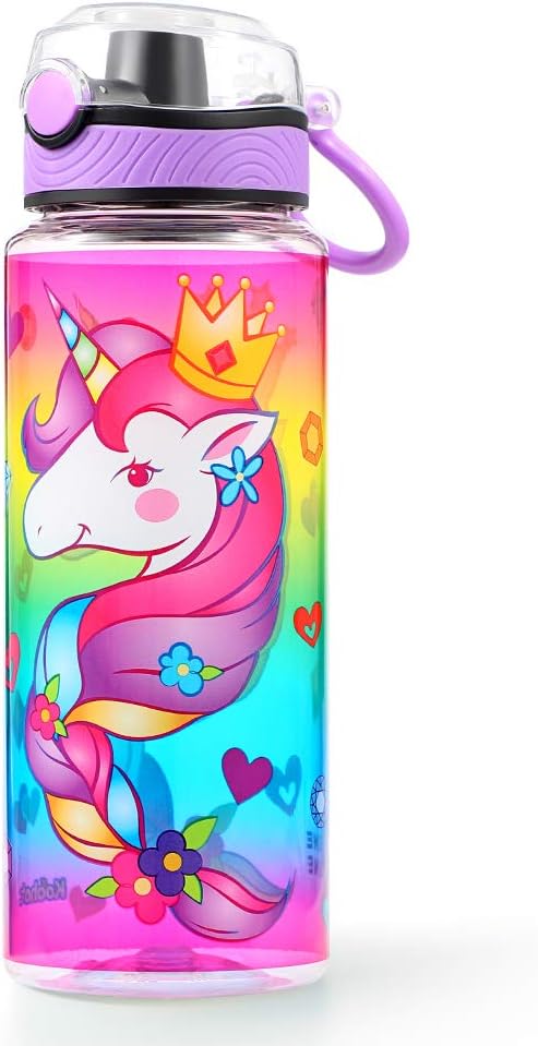 Unicorn Design BPA-Free Water Bottle for Girls with Leak-Proof Cap & Easy Carry Handle - 23oz / 680ml