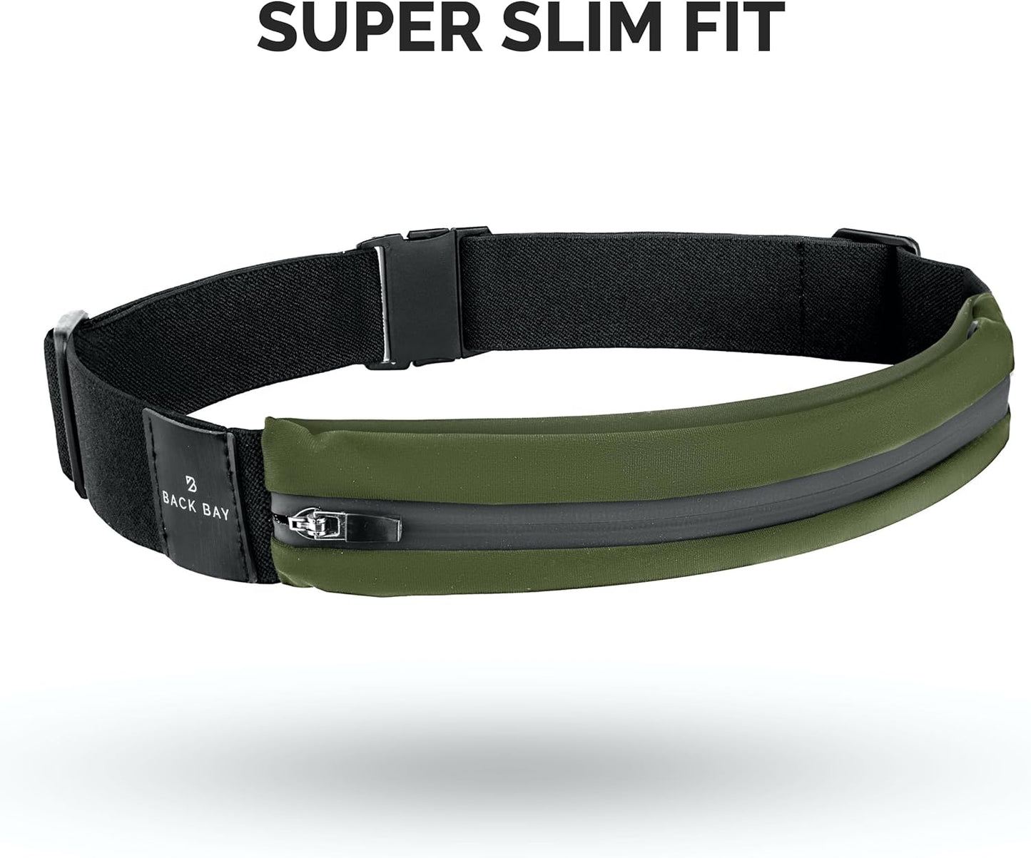 Unisex Back Bay Slim Running Belt with Phone Pocket for Runners, Waist Bag for Workouts, Money Belt for Men and Women