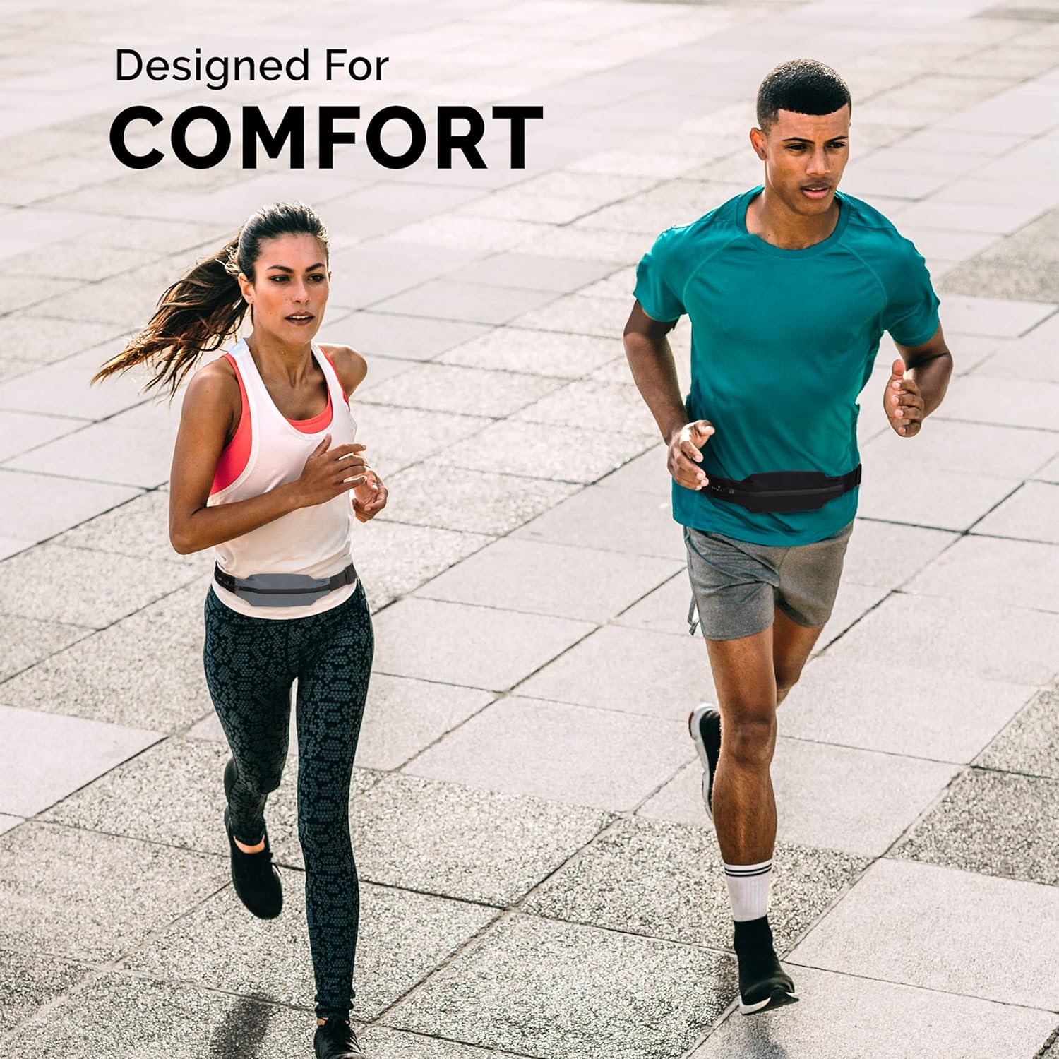 Unisex Back Bay Slim Running Belt with Phone Pocket for Runners, Waist Bag for Workouts, Money Belt for Men and Women
