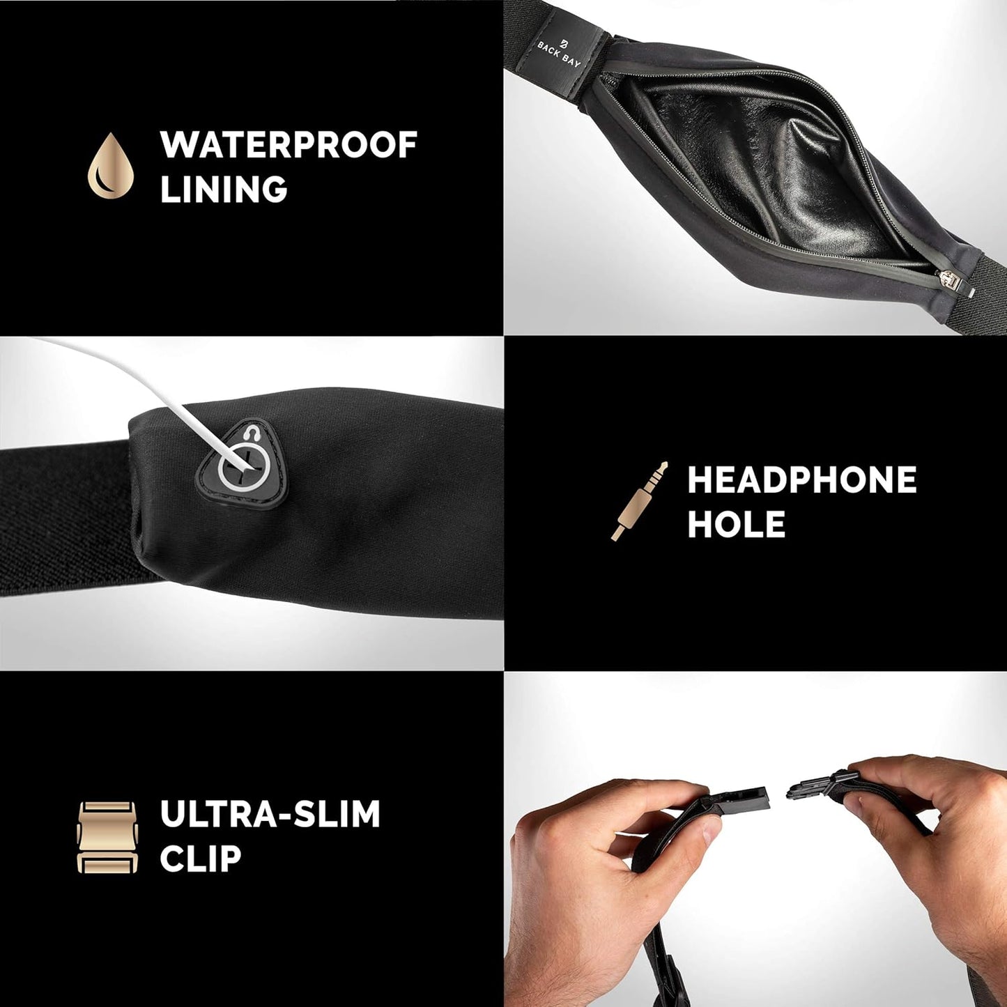 Unisex Back Bay Slim Running Belt with Phone Pocket for Runners, Waist Bag for Workouts, Money Belt for Men and Women