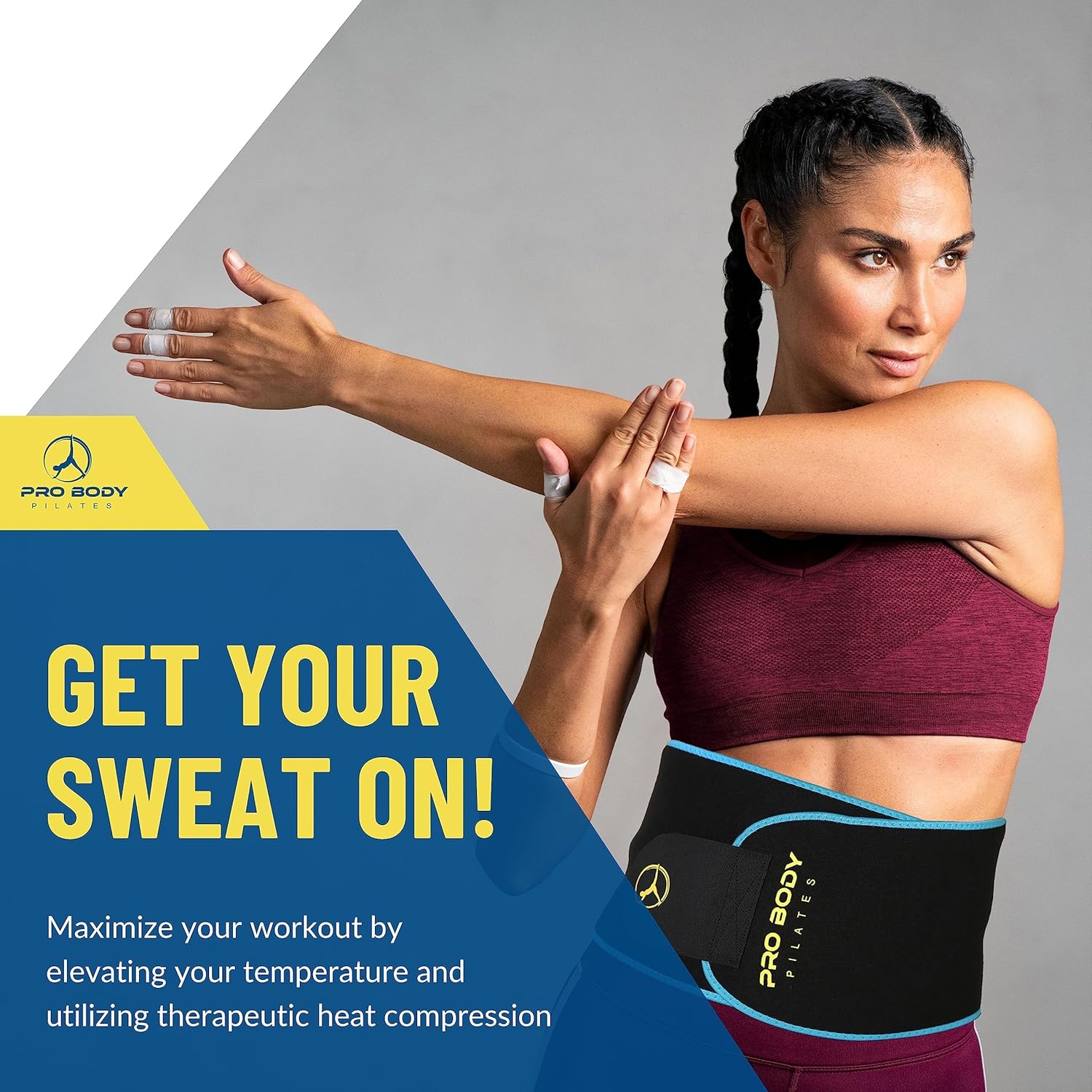 Unisex ProBody Pilates Waist Sweat Band for Intense Workouts - Waist Trimmer Belt for Men and Women