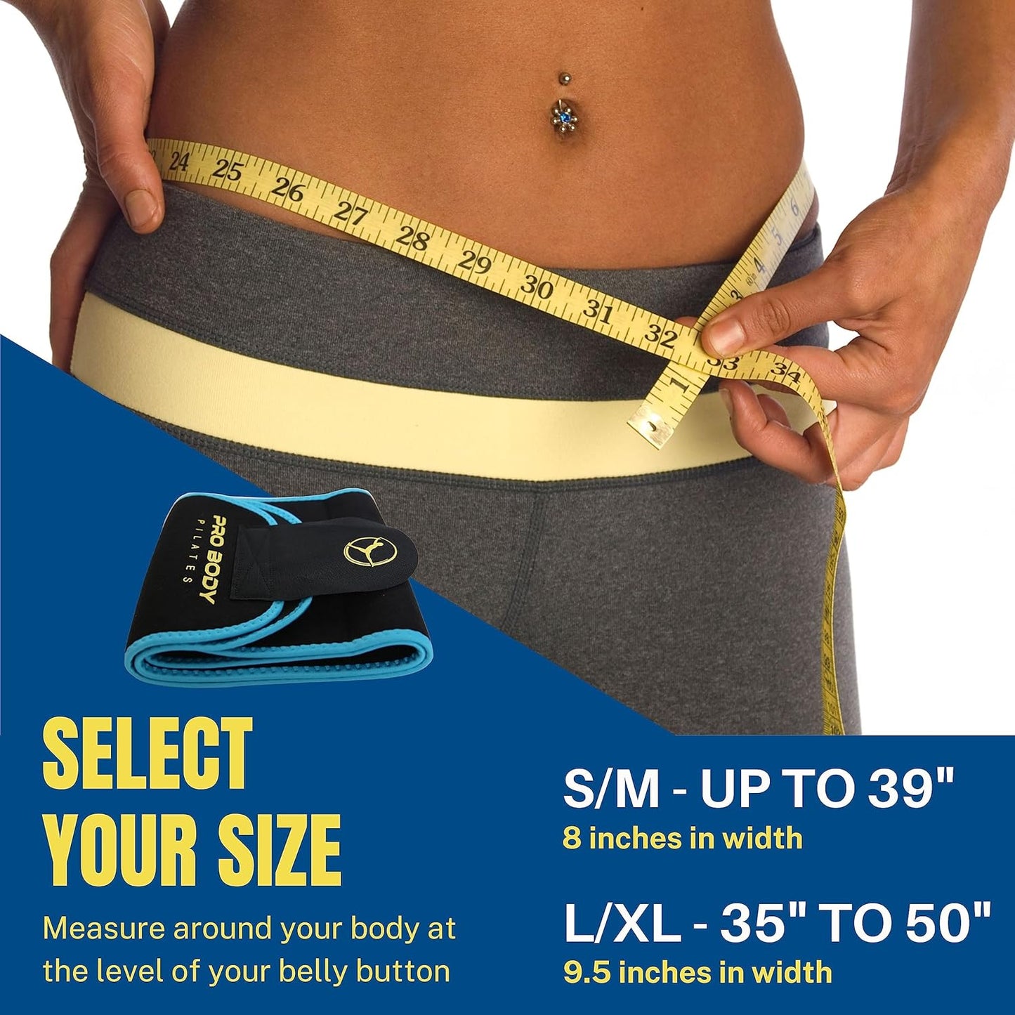 Unisex ProBody Pilates Waist Sweat Band for Intense Workouts - Waist Trimmer Belt for Men and Women