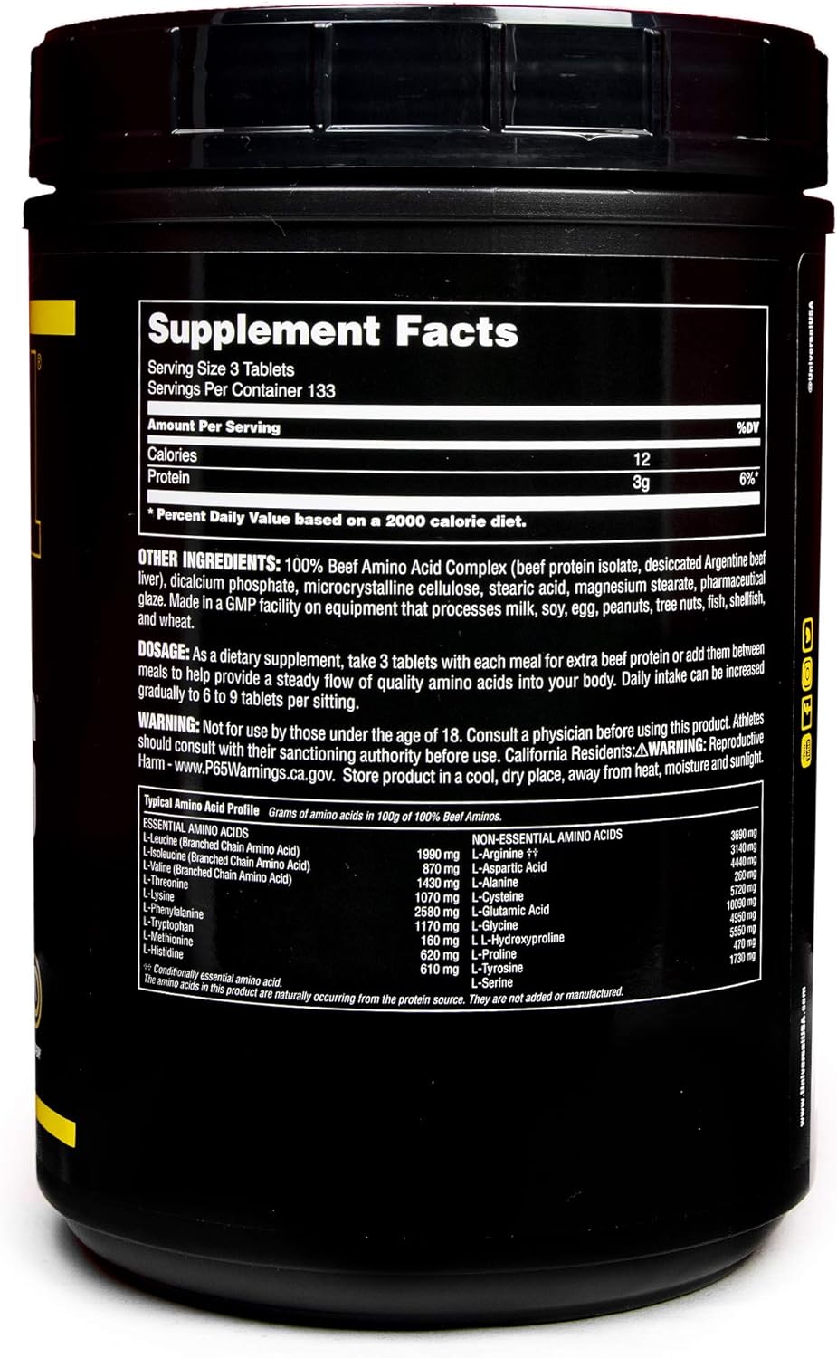 Universal Nutrition Beef Aminos: 100% Beef Protein Isolate for Recovery & Growth - 400 Tablets