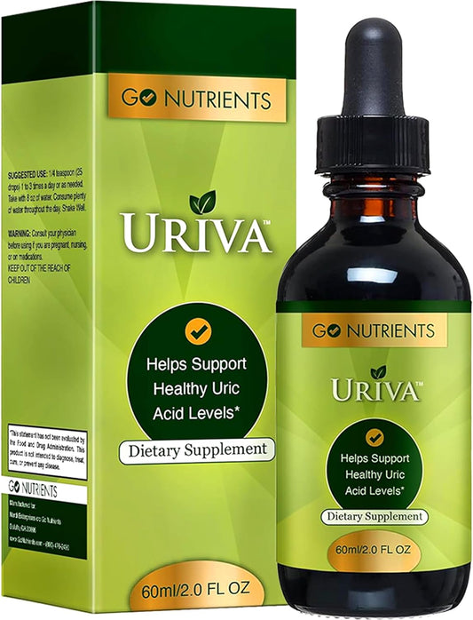 Uriva Advanced Uric Acid Cleanse Liquid Drops with Tart Cherry, Celery Seed, Turmeric | Joint & Kidney Support Supplement 2.0 oz.