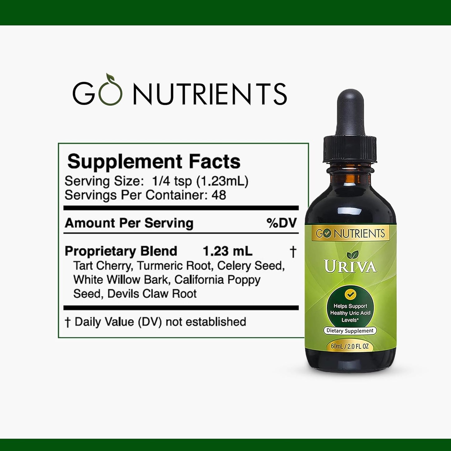 Uriva Advanced Uric Acid Cleanse Liquid Drops with Tart Cherry, Celery Seed, Turmeric | Joint & Kidney Support Supplement 2.0 oz.