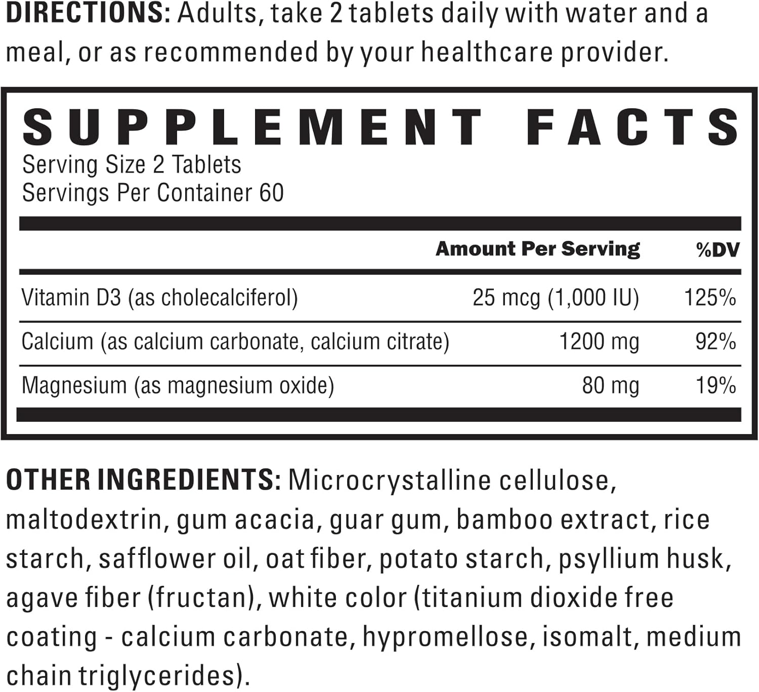 US Doctors' Clinical 1200mg Calcium Citrate & Carbonate Complex with Magnesium & Vitamin D3 - Bone, Muscle, Nerve Support - Vegan, Non-GMO - 120 Tablets