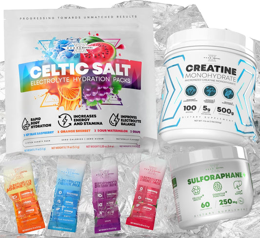 US-Made Celtic Salt Electrolytes Powder Packets with Micronized Creatine and Sulforaphane Supplement
