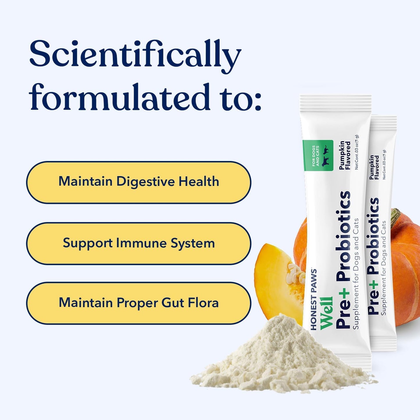 USA-Made Dog Probiotic Powder for Digestive and Immune Health - Pumpkin Flavor with Prebiotic, Enzymes - 30 Sticks