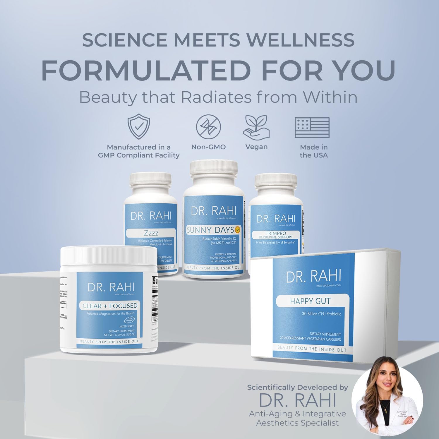 USA Made Mixed Berry Magnesium Powder Supplement 150g - Patented L-Threonate for Brain Support, Non-GMO Easy-to-Mix Powder for Clear & Focused Adults by Dr. Rahi