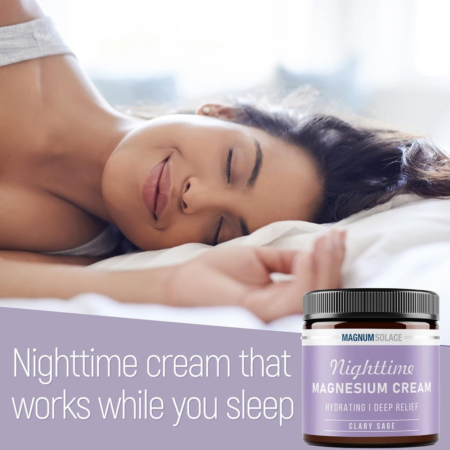 USA Made Nighttime Magnesium Lotion for Kids - Topical Chloride Cream for Legs, Arms, Chest - Clary Sage Scented Formula for Relaxation