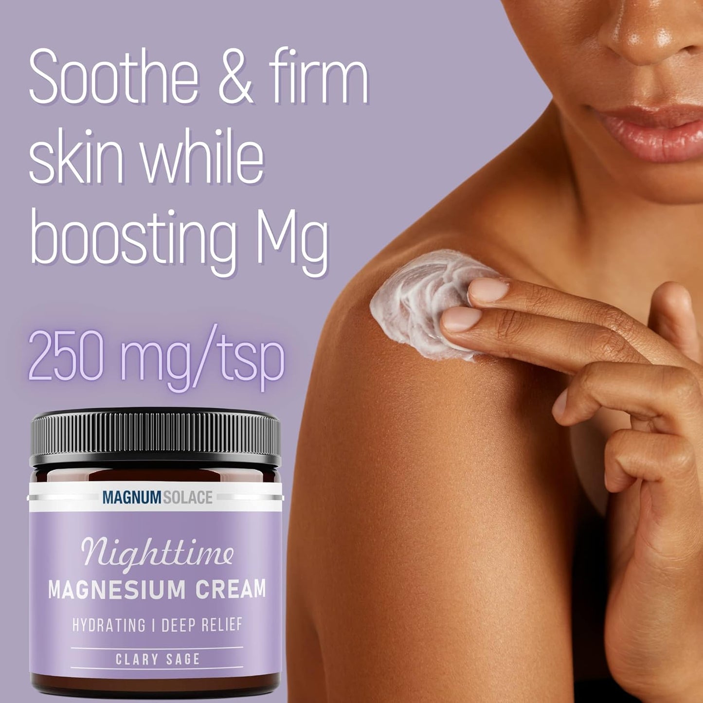USA Made Nighttime Magnesium Lotion for Kids - Topical Chloride Cream for Legs, Arms, Chest - Clary Sage Scented Formula for Relaxation