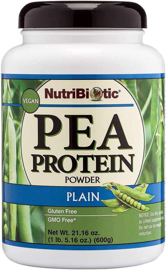 USA-Made NutriBiotic Pea Protein Powder, 21 Oz | Creamy Low Carb Vegan Protein | BCAA-Rich & GMO-Free | Keto & Gluten-Free