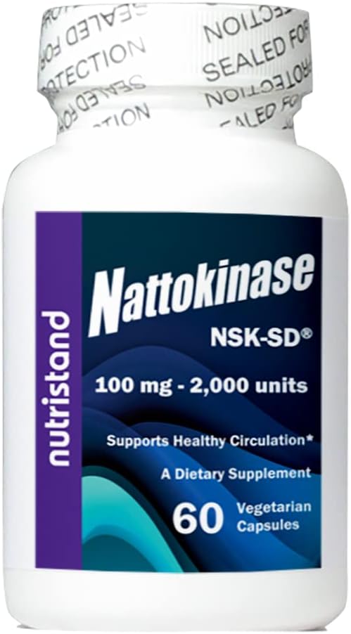 USA-Made NutriStand Nattokinase 2,000 Units - Cardiovascular Superfood from Japan - NSK-SD Nattokinase - 4 Bottles