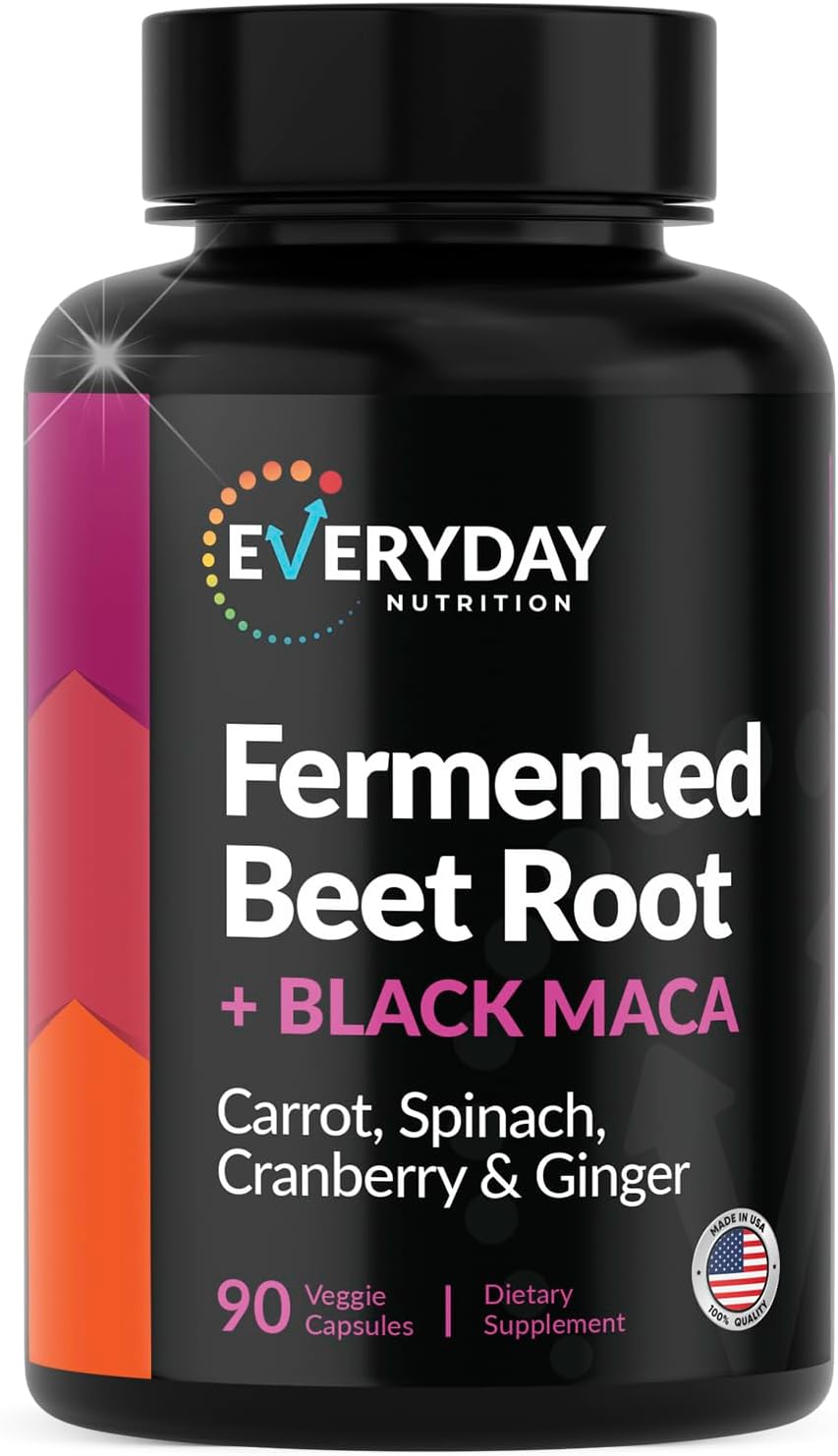 USA-Made Organic Fermented Veggie Capsules for Enhanced Health | Beet Root, Black Maca, Carrot, Spinach, Cranberry, Ginger | Women & Men's Nutrition