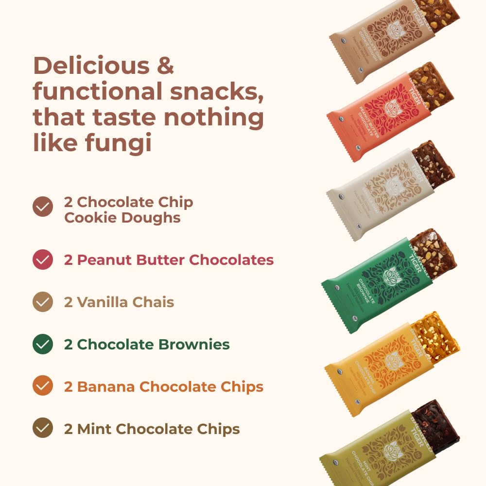 USA-Made Organic Vegan Protein Bars with Functional Mushrooms & Superfoods - 12 Bars Variety Box - Full Dose of Lions Mane, Chaga, Reishi & Cordyceps - Plant Protein Bars with Adaptogens - BoostGo Australia