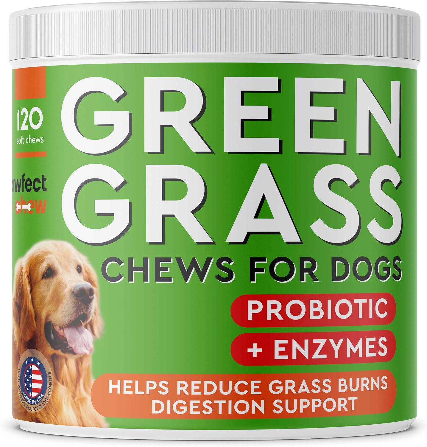 USA-Made PAWFECTCHEW Dog Pee Grass Helper - Neutralize Dog Urine Spots with Probiotic Lawn Repair Treats - 120 Chews