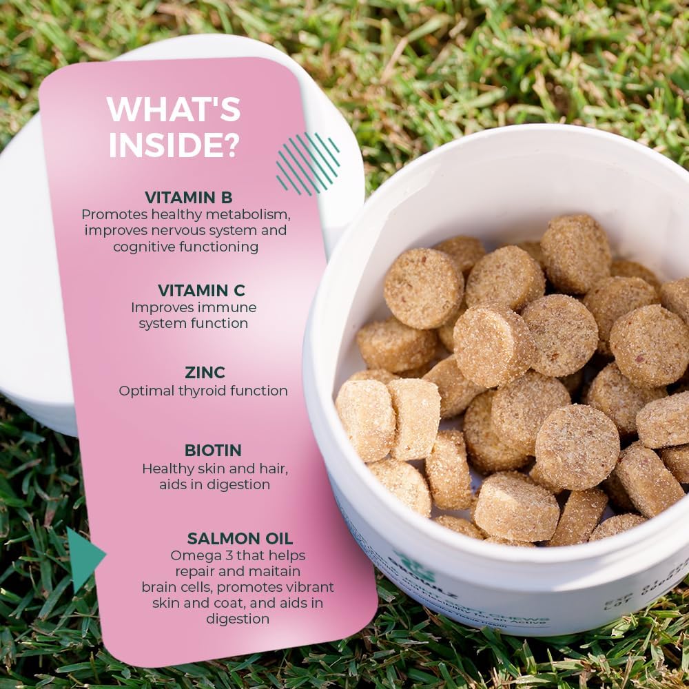 USA Made Salmon Oil Dog Multivitamin Chews - Supports Digestion, Muscle Growth, Healthy Skin & Coat with Glucosamine for Bone Health - 90 Count