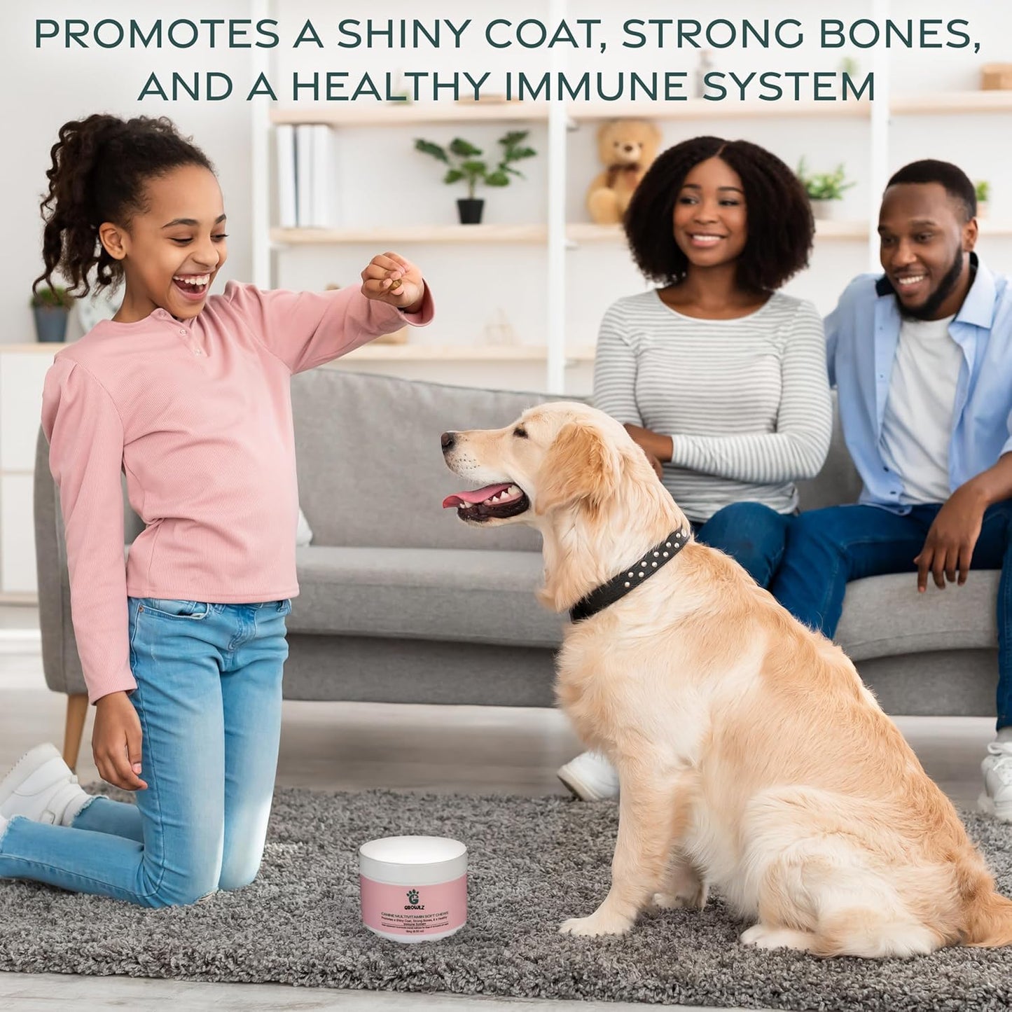 USA Made Salmon Oil Dog Multivitamin Chews - Supports Digestion, Muscle Growth, Healthy Skin & Coat with Glucosamine for Bone Health - 90 Count