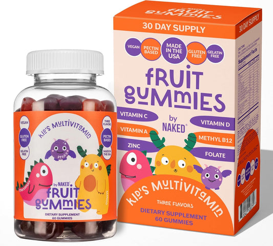 USA-Made Vegan Kids Vitamin Gummies with A, C, D, E, B6, B12, Zinc - GMO-Free, Gluten-Free, Gelatin-Free - 30 Day Supply