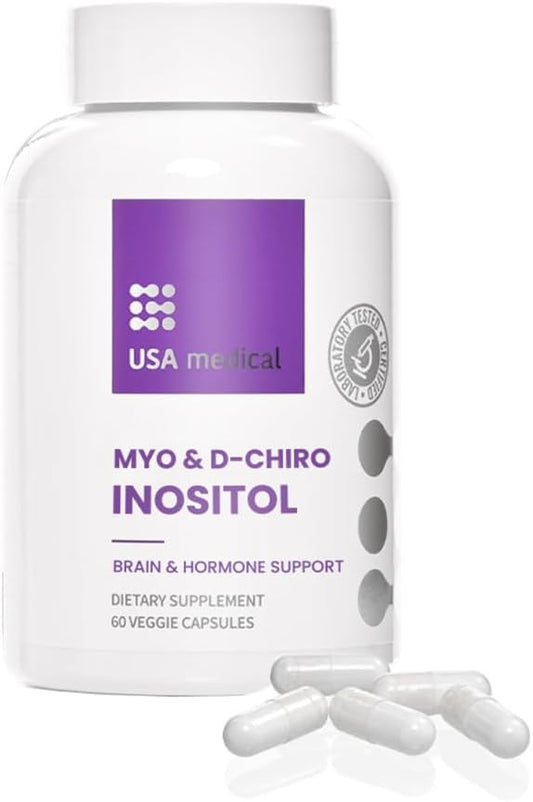 USA Medical Vitamin B8 (Inositol) - Supports Heart Health, Cholesterol, and Brain Function - 60 Capsules