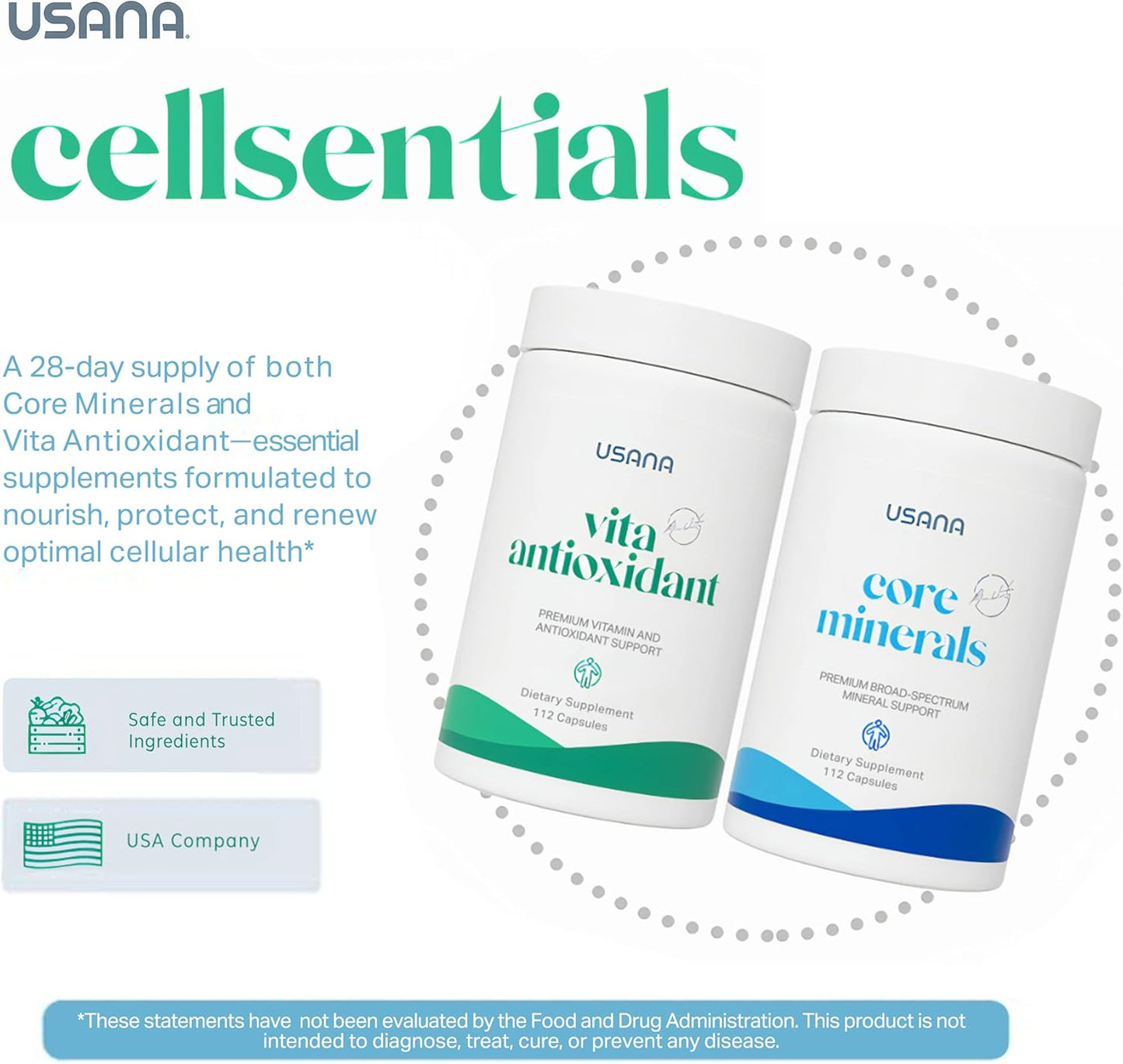 USANA CellSentials - Essential Minerals and Antioxidants with InCelligence Technology - 112 Tablets - 28 Day Supply