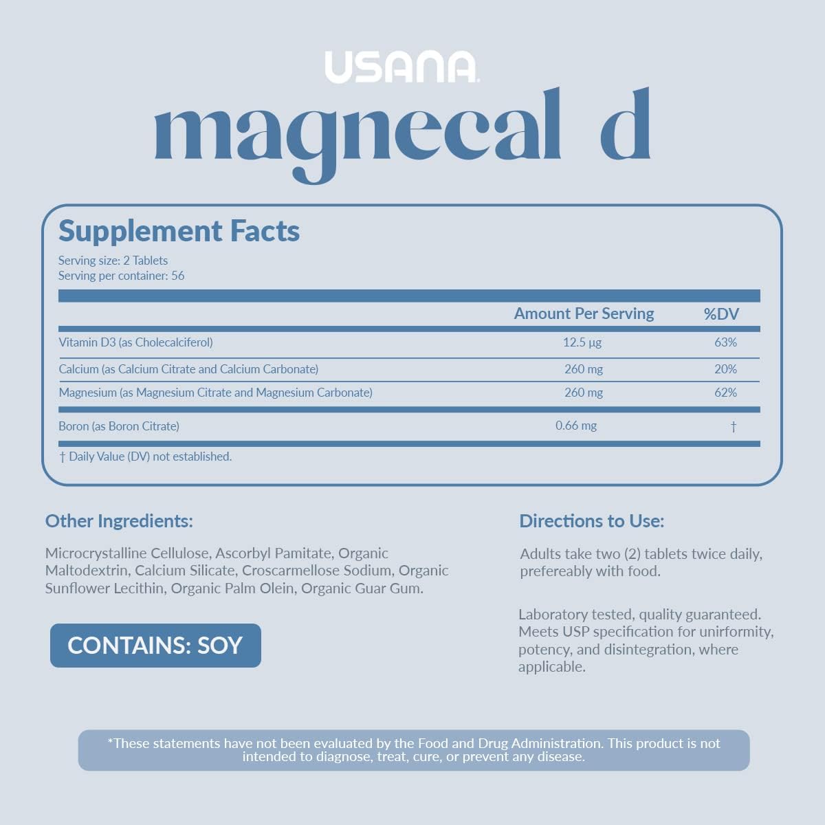 USANA MagneCal D Tablets - Enhance Bone Health & Strength with Balanced Magnesium, Calcium, and Vitamin D - 112 Tablets