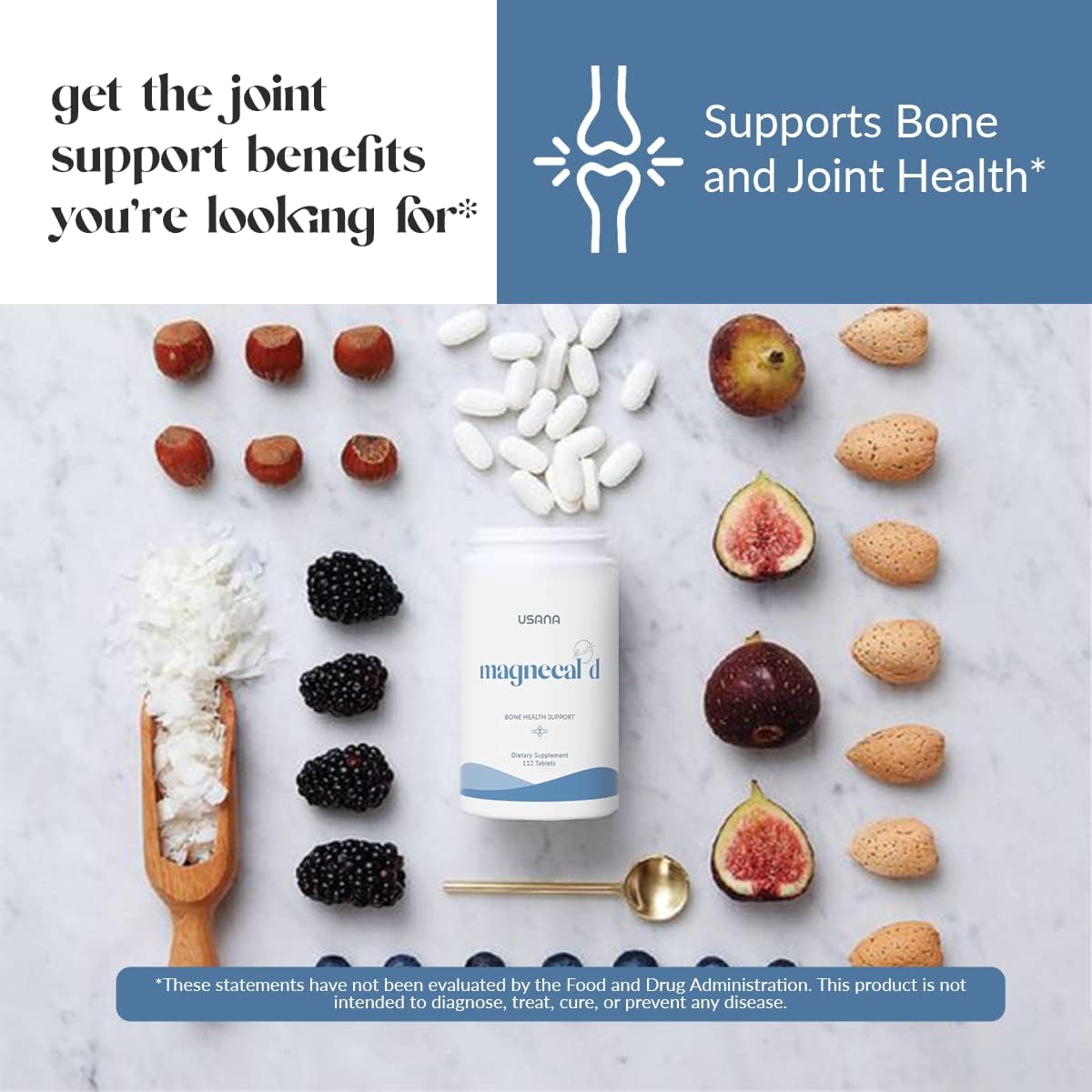 USANA MagneCal D Tablets - Enhance Bone Health & Strength with Balanced Magnesium, Calcium, and Vitamin D - 112 Tablets