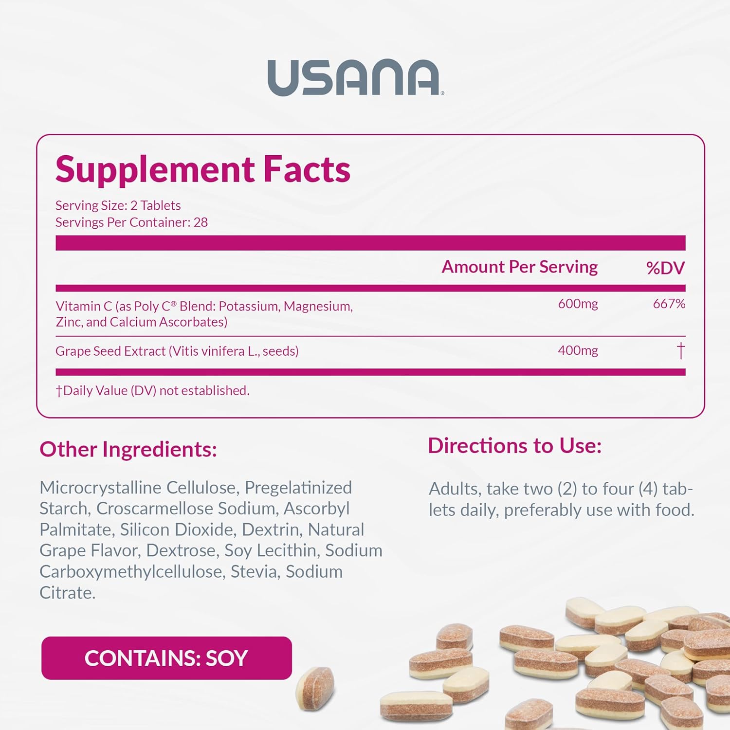 USANA Proflavanol C200 - Heart Health Antioxidant with Bioflavonoids & Vitamin C - 56 Tablets