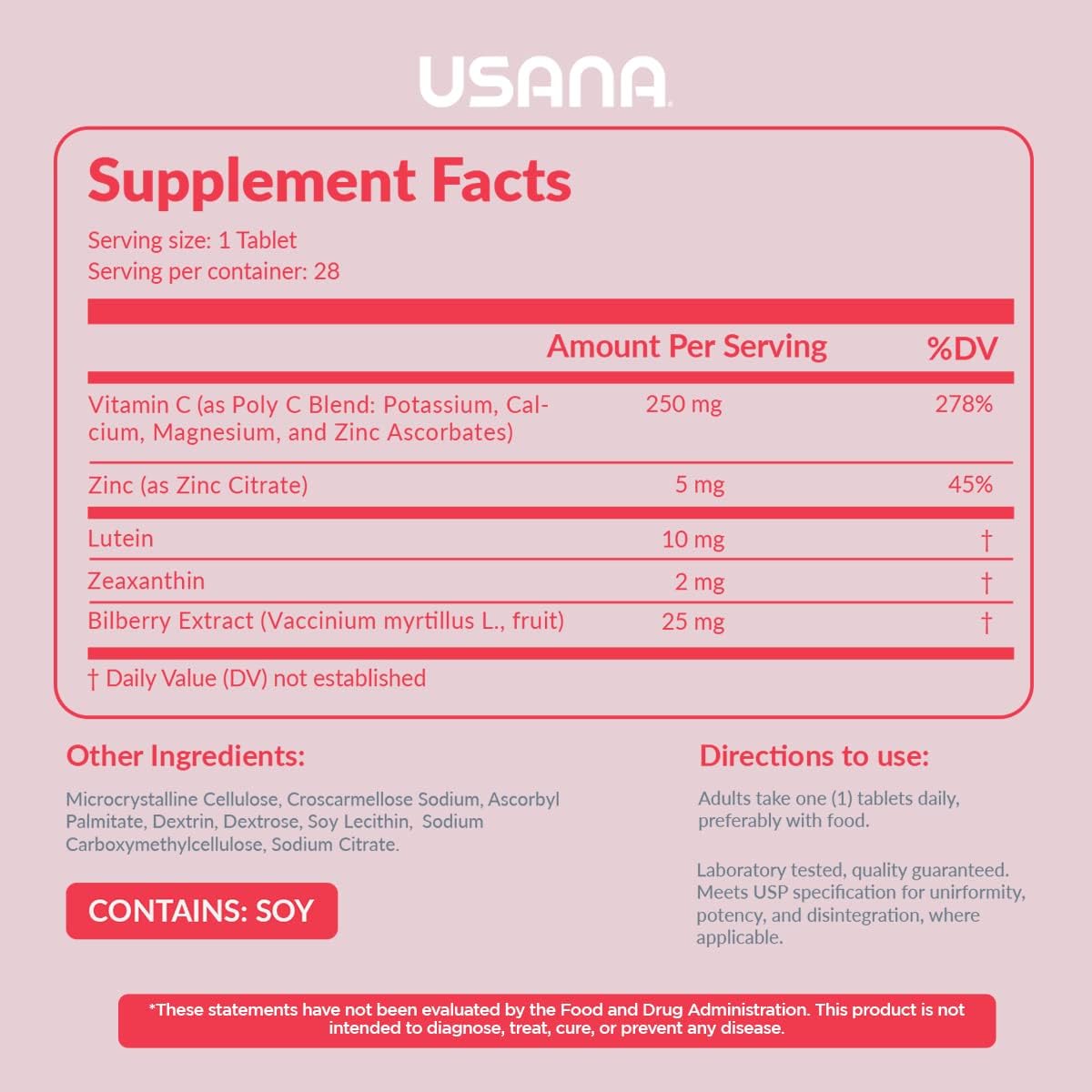 USANA Visionex DS: Advanced Eye Health & Vision Support with Lutein Zeaxanthin - 28 Tablets