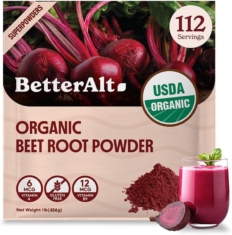 USDA Certified Organic Beet Root Powder - Nitric Oxide Supplement for Heart Health - Beet Juice Superfood, 112 Servings