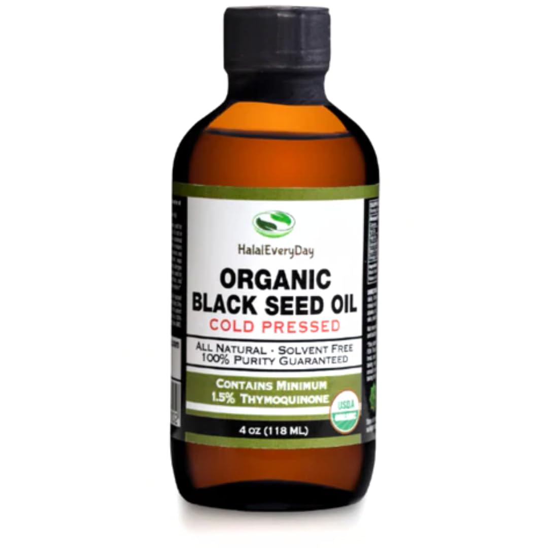 USDA Certified Organic Black Seed Oil - Cold Pressed Glass Bottle, 1.5% Thymoquinone, 3X Strength Turkish Black Cumin, Non-GMO - 100% Pure Blackseed Oil - 4oz Bottle