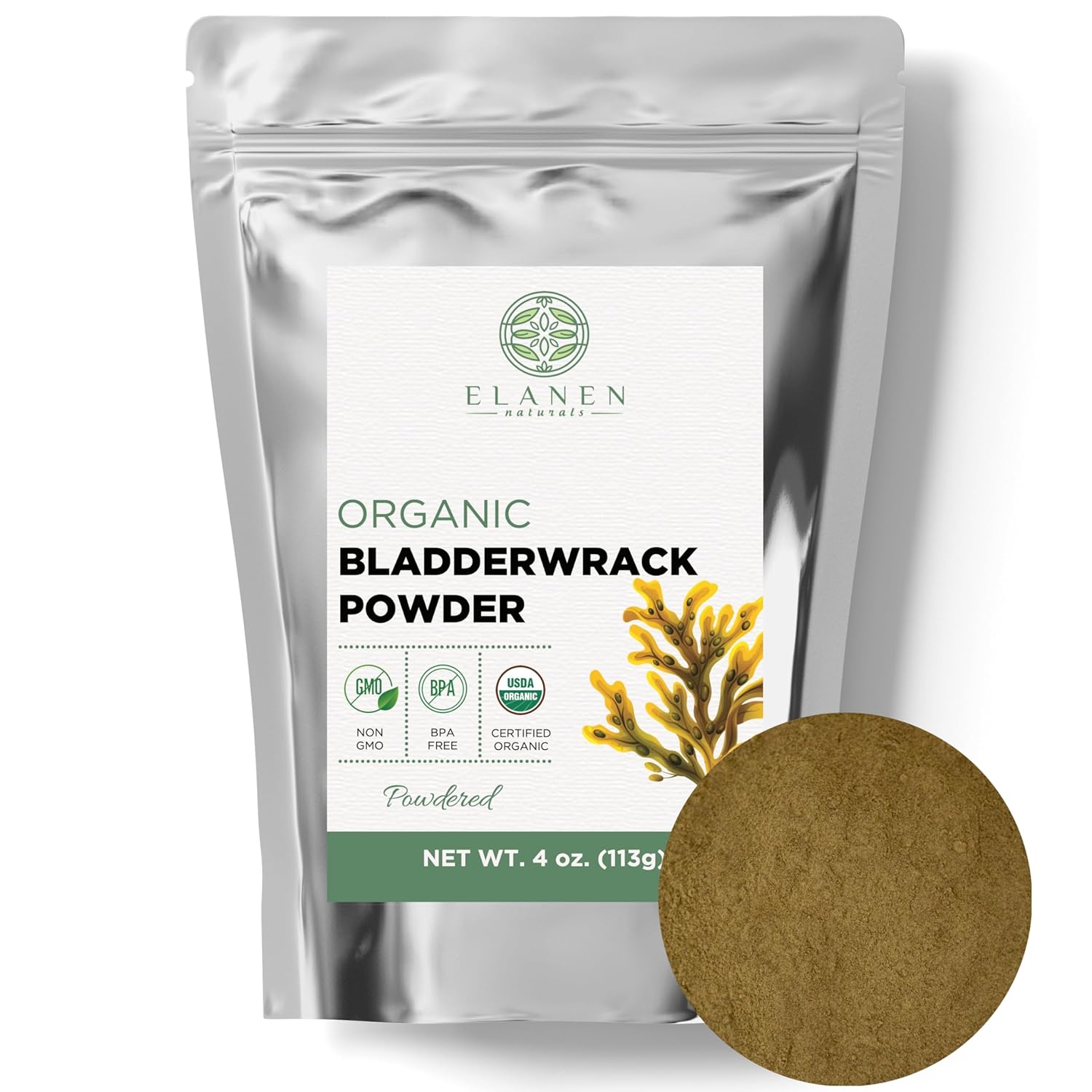 USDA Certified Organic Bladderwrack Powder 4 oz. (113g) - Natural Kelp Supplement from France - Fucus Bladder Wrack Herb Powder