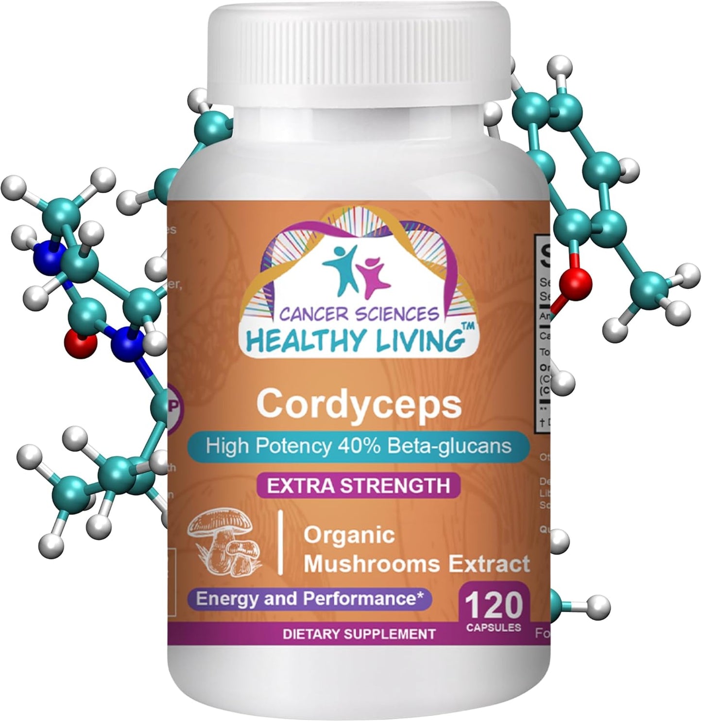 USDA Certified Organic Cordyceps Mushrooms Supplement | High Potency 1,500mg Extract with 40% Beta-Glucans | Energy & Immune Support Booster | 120 Capsules