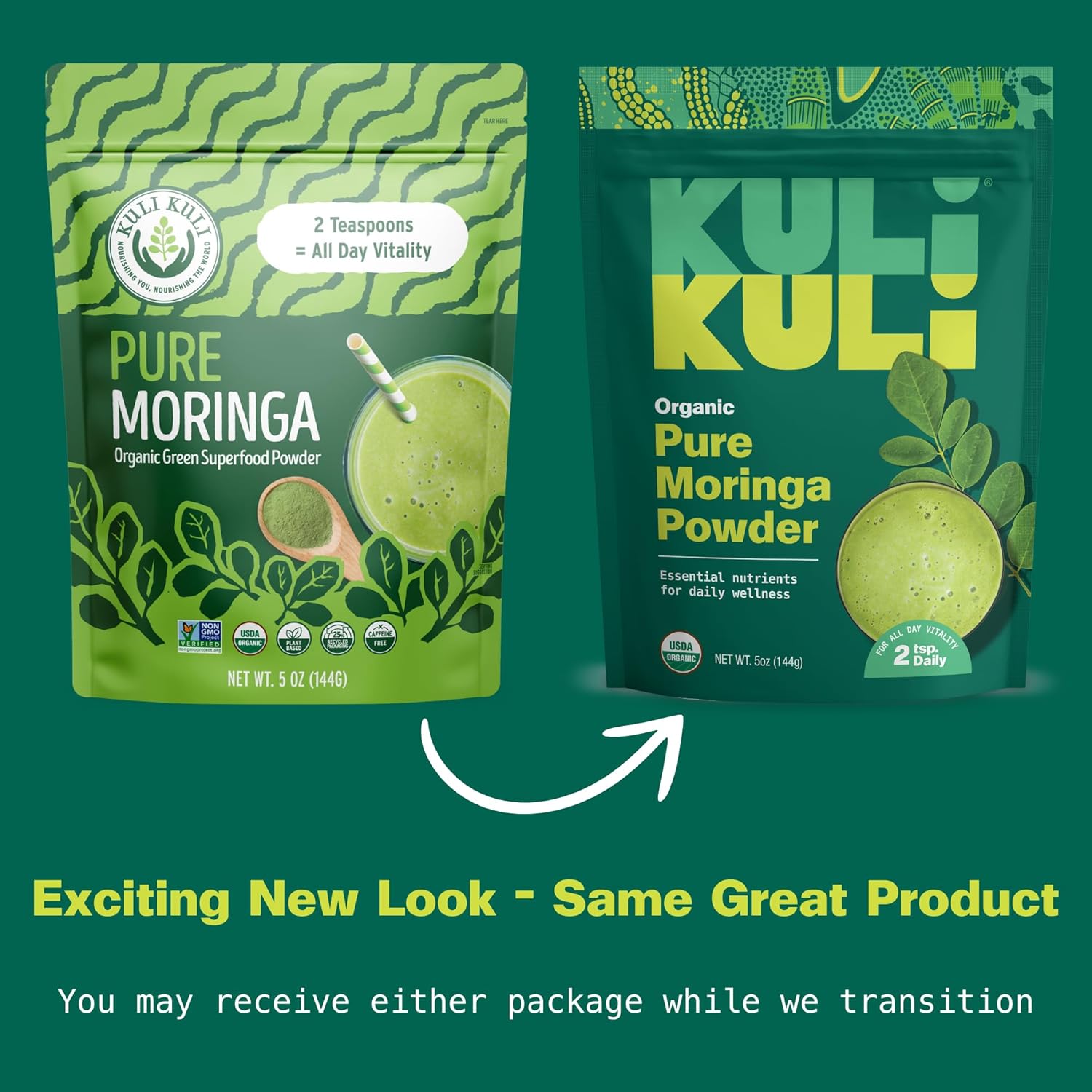 USDA Certified Organic Moringa Leaf Powder for Smoothies & Tea - 100% Pure Non-GMO Powder, 5 oz. Pack