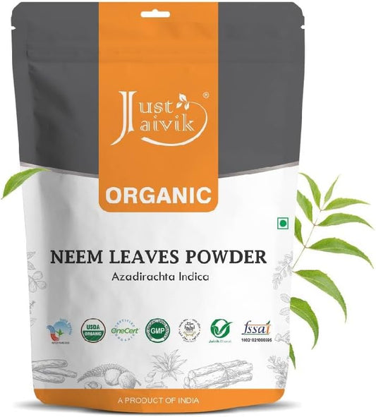 USDA Certified Organic Neem Leaves Powder - 100% Pure, 227g - Promotes Healthy Hair and Clear Skin