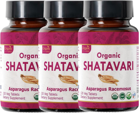 USDA Certified Organic Shatavari Tablets for Women’s Health - Vegan 120tab x 3 Pack - Immune Support with Asparagus Racemosus