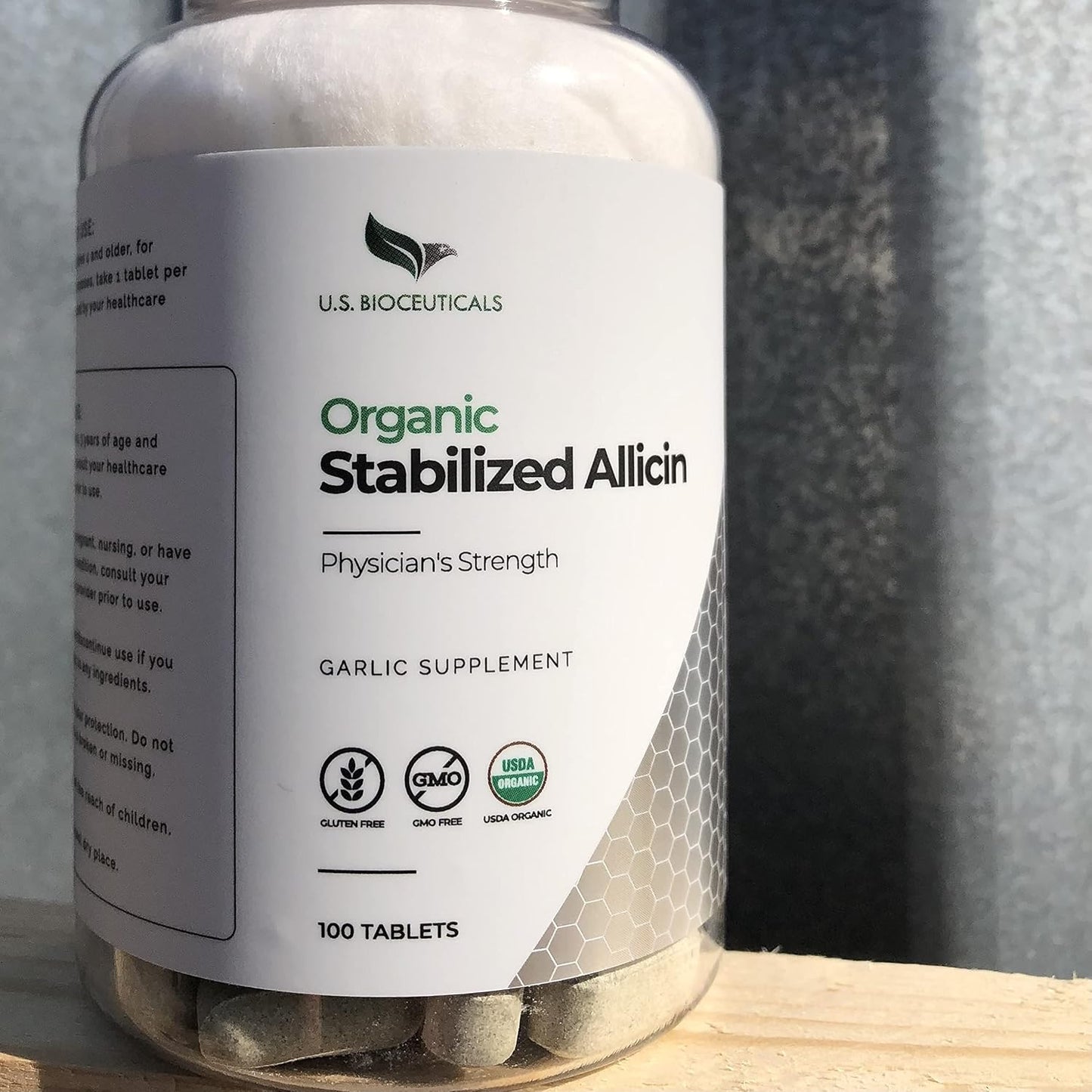 USDA Certified Organic Stabilized Allicin Tablets with Spearmint - 700,000 mcg - 100 Count - Lab Tested - U.S. Bioceuticals