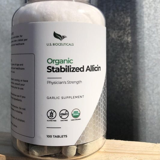 USDA Certified Organic Stabilized Allicin Tablets with Spearmint - 700,000 mcg - 100 Count - Lab Tested - U.S. Bioceuticals