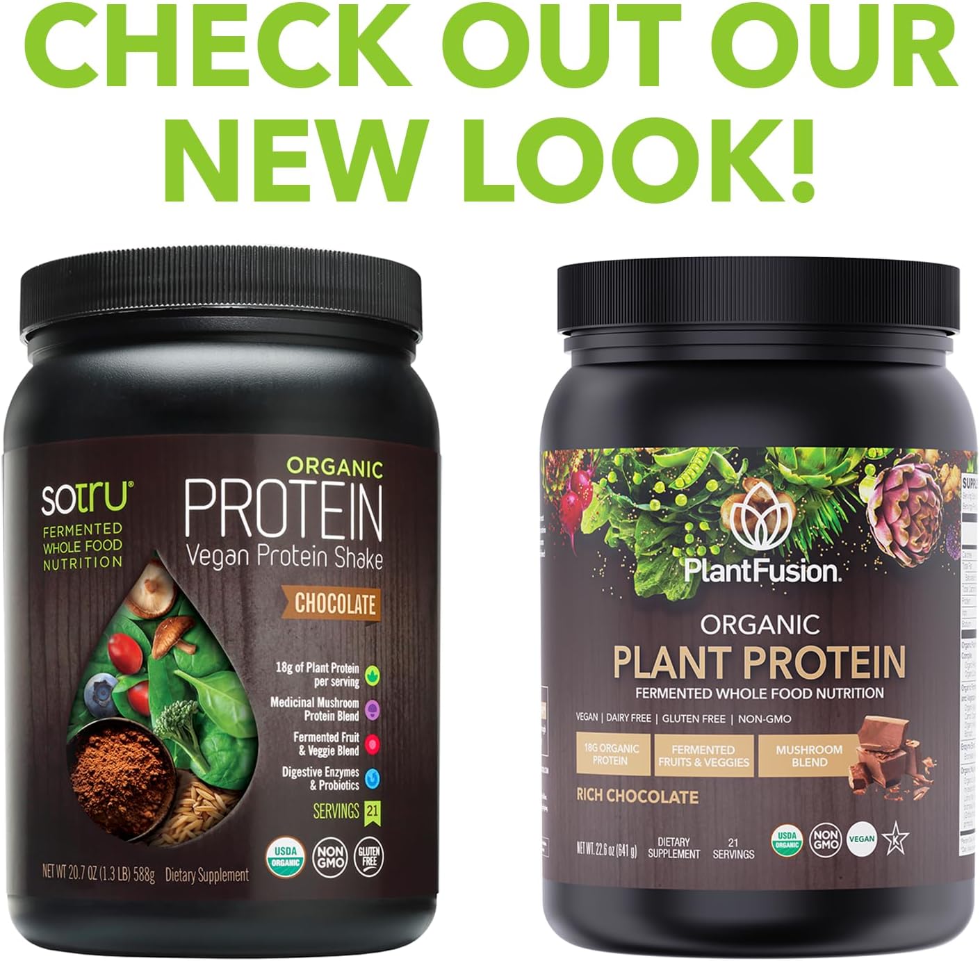 USDA Certified Organic Vegan Protein Powder with Green Superfoods, Enzymes & Probiotics - Non-GMO Chocolate Plant Based Protein Powder - Gluten-Free - 18.5 oz
