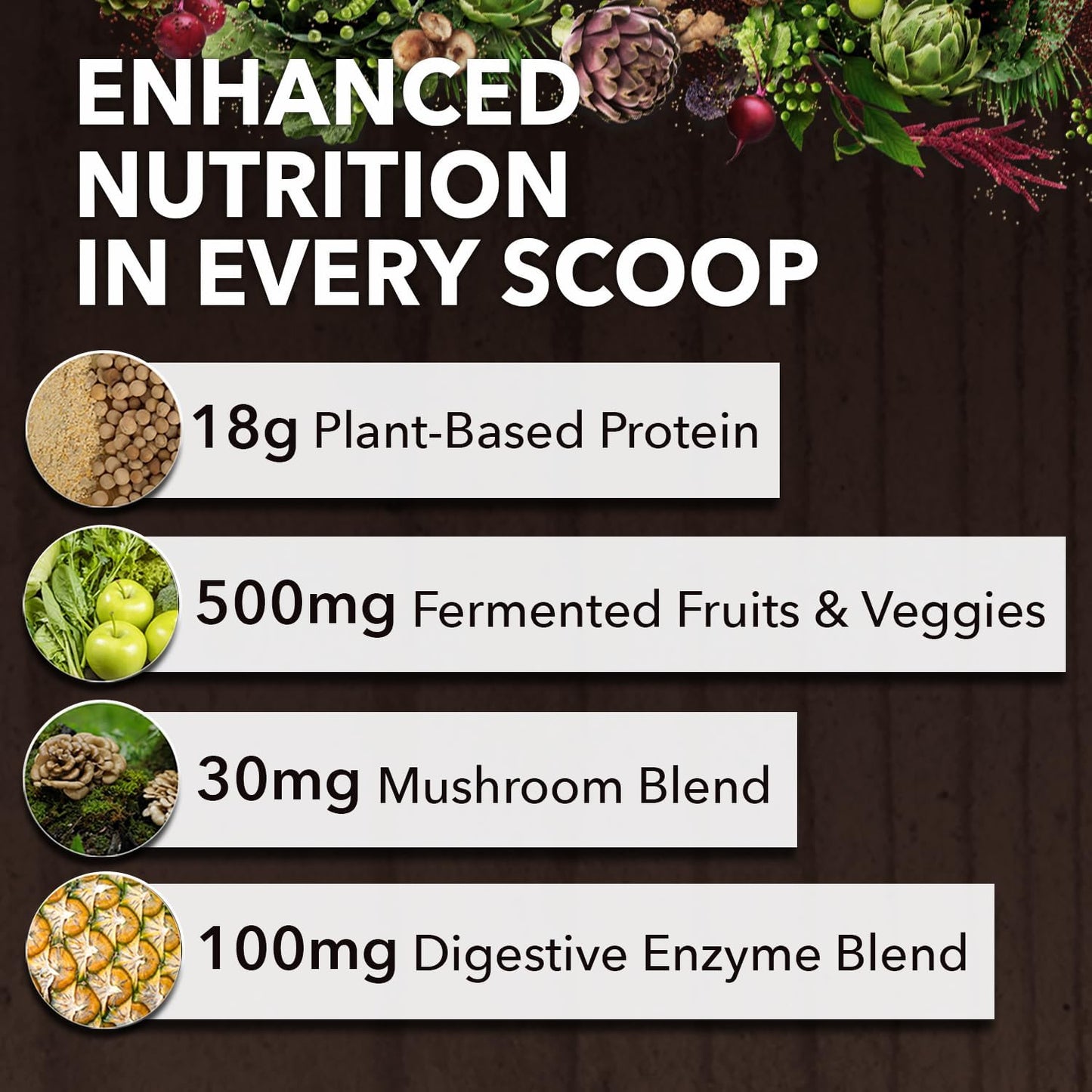 USDA Certified Organic Vegan Protein Powder with Green Superfoods, Enzymes & Probiotics - Non-GMO Chocolate Plant Based Protein Powder - Gluten-Free - 18.5 oz
