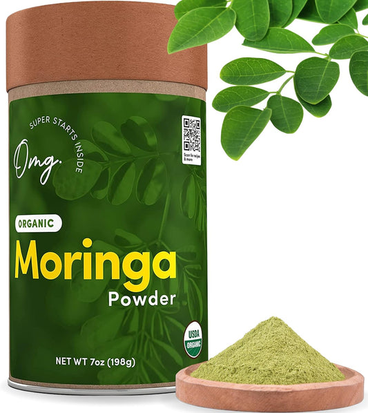 USDA Certified Pure and Organic Moringa Powder - Superfoods for Calcium, Iron, Vitamins A & E - 7 Oz (1 Pack)